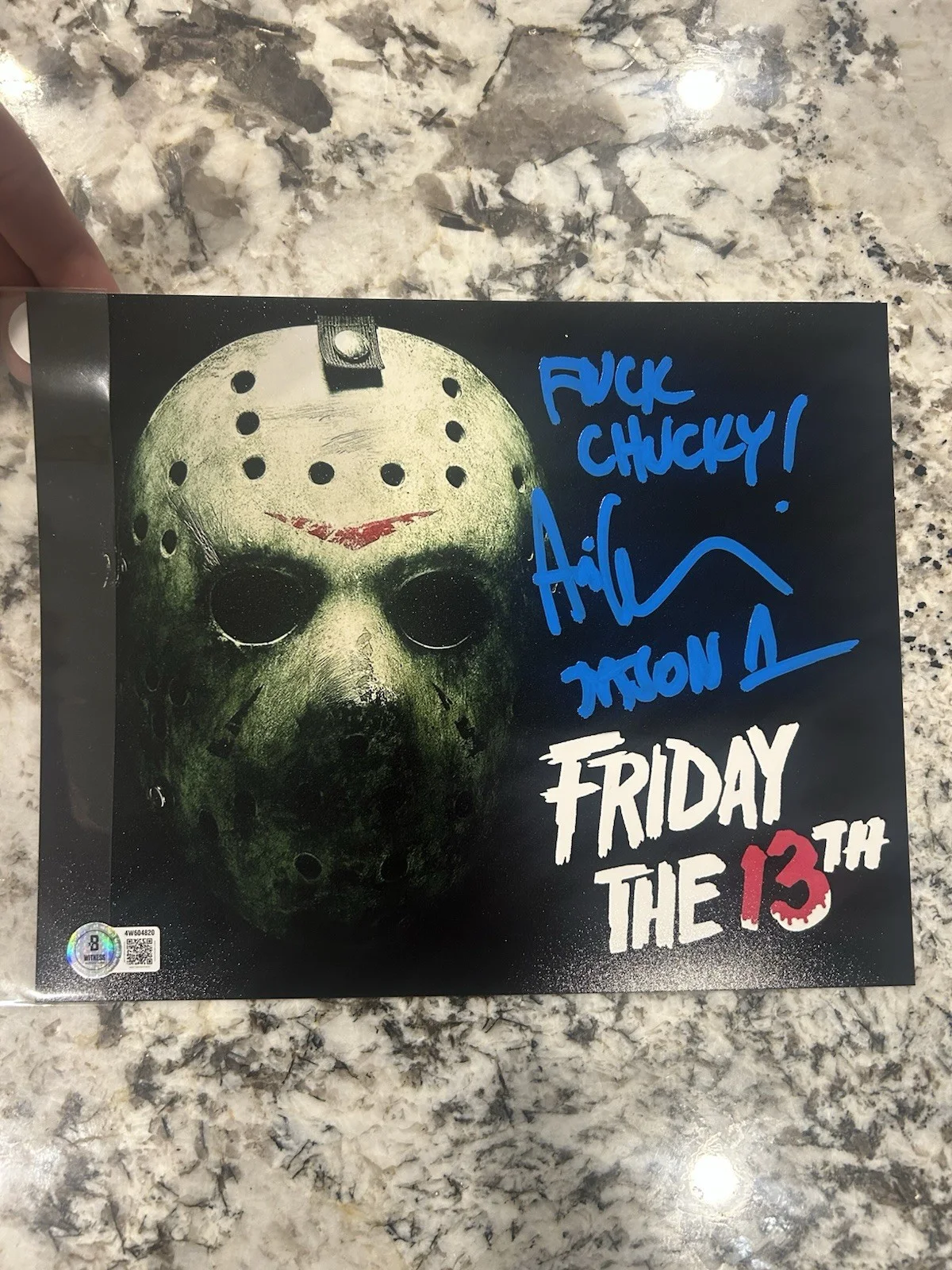 Ari Lehman Friday The 13th Signed 8x10 Inscribed “F**K Chucky” BAS COA, изображение 2