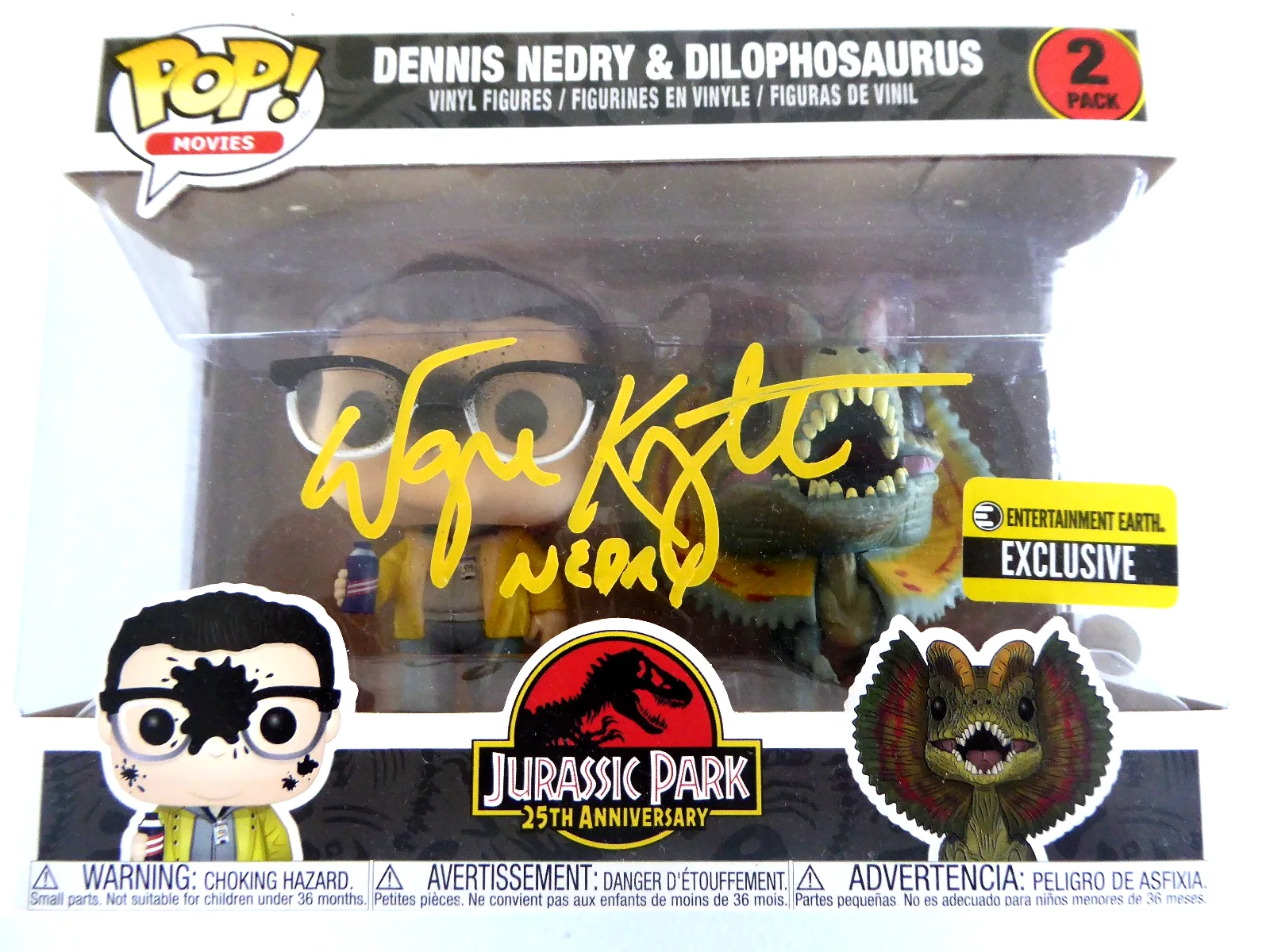 Wayne Knight Signed Dennis Nedry & Dilophosaurus Funko, Jurassic Park, JSA COA, изображение 2