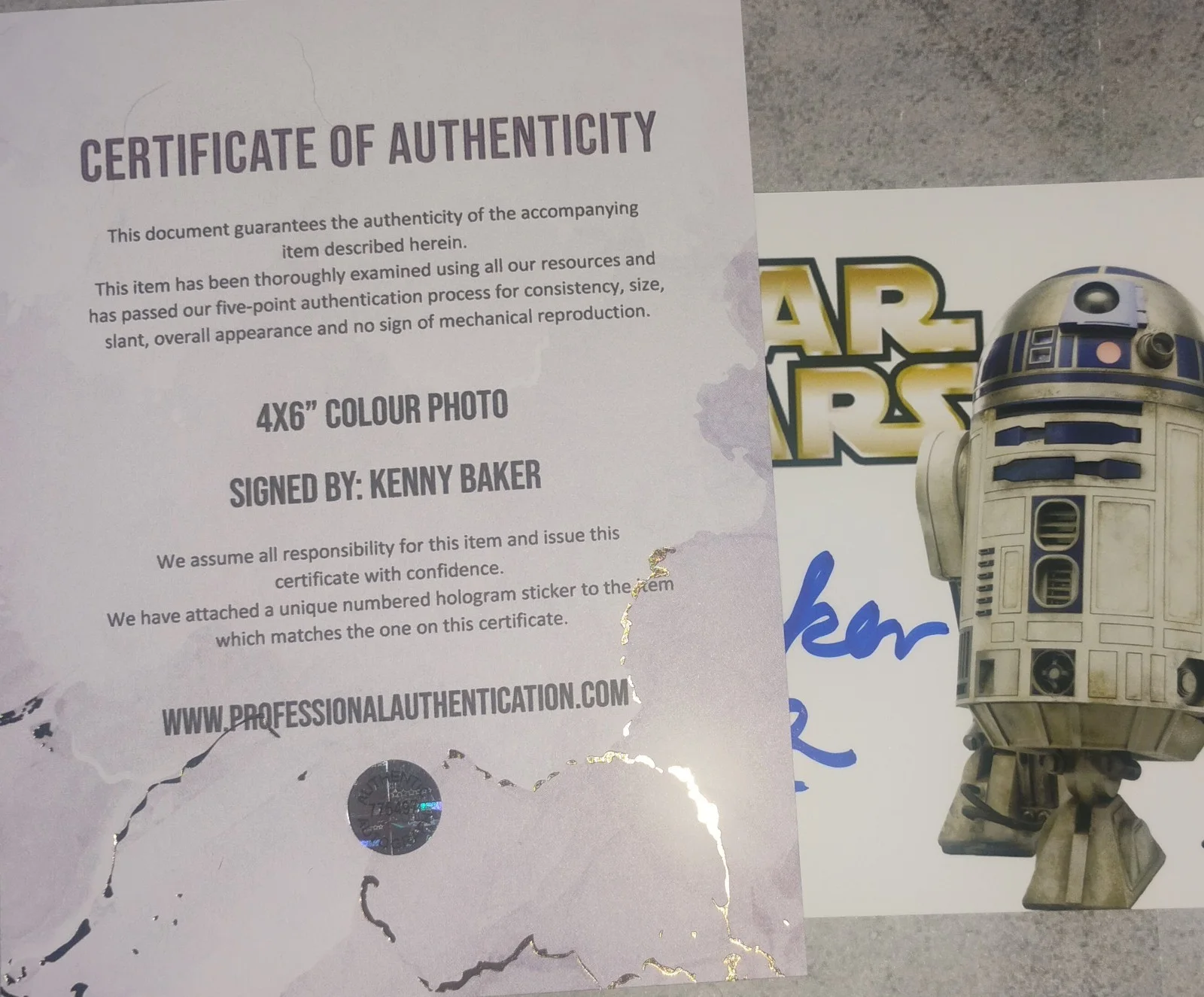 Kenny Baker Hand Signed Autograph 4x6 Photo COA Star Wars R2-D2, изображение 3