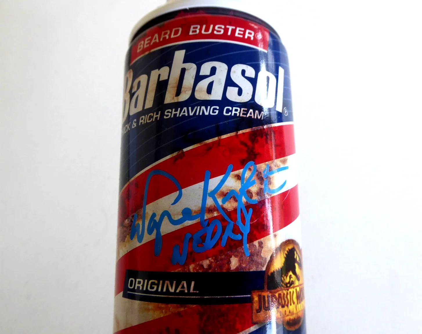 Wayne Knight Signed Jurassic Park Barbasol Can Autographed, Nedry, JSA COA, image 2