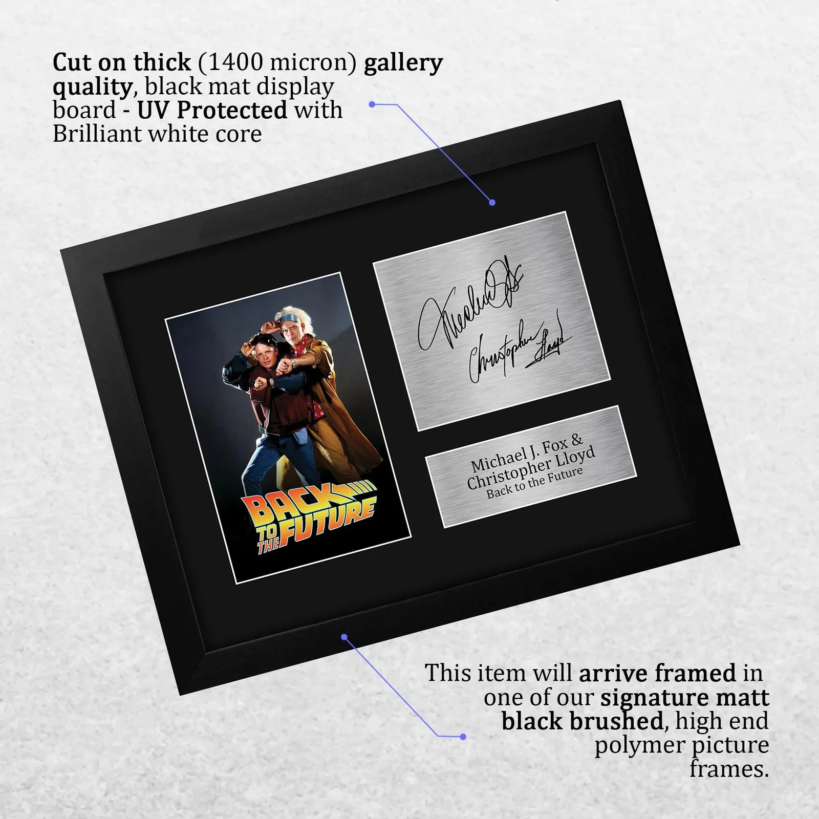 Back to the Future Printed Autograph USL Framed Signed Michael J Fox Christopher, image 3