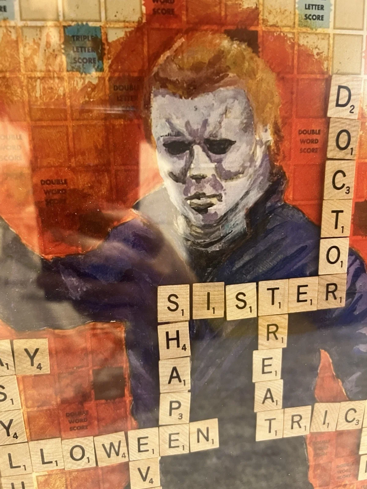 horror Movie Game Night Decoration Friday The 13Th scrabble signed, изображение 3