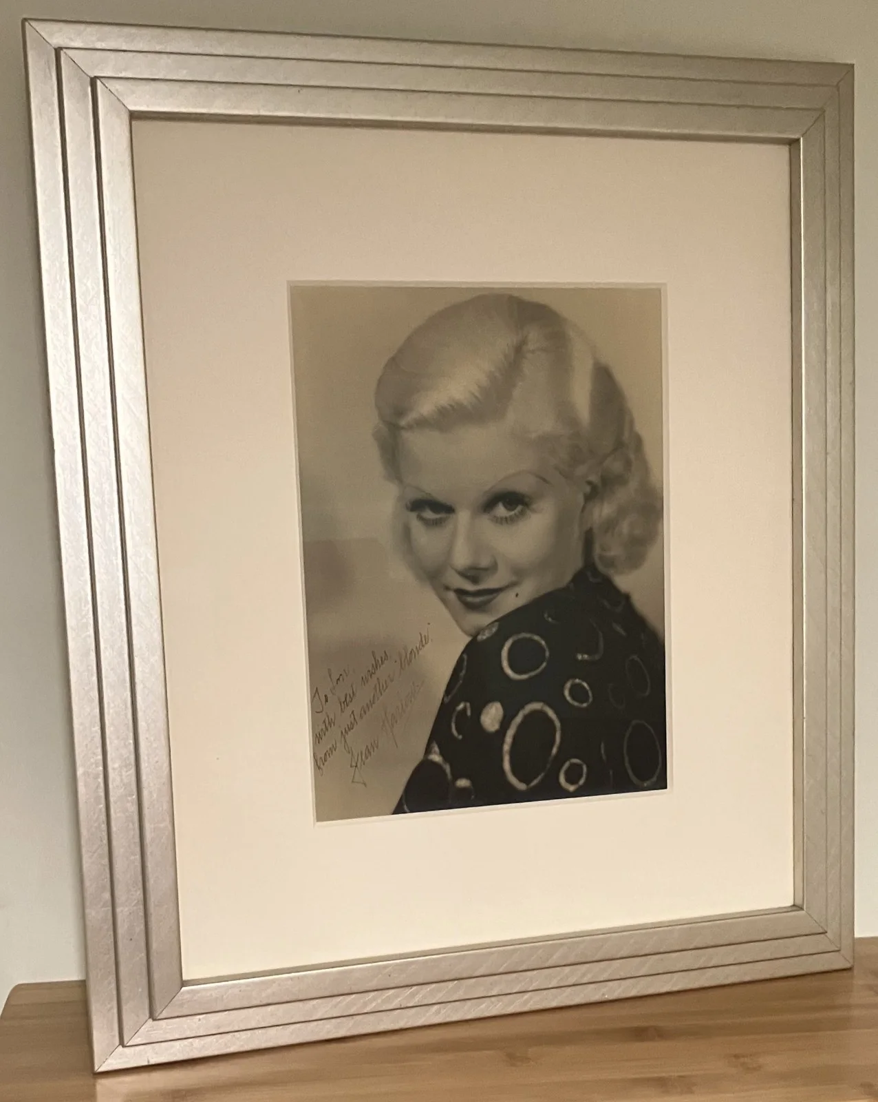 Jean Harlow — Jean Harlow Vintage Photo “Mama Jean” Signed Inscribed, Museum Framed