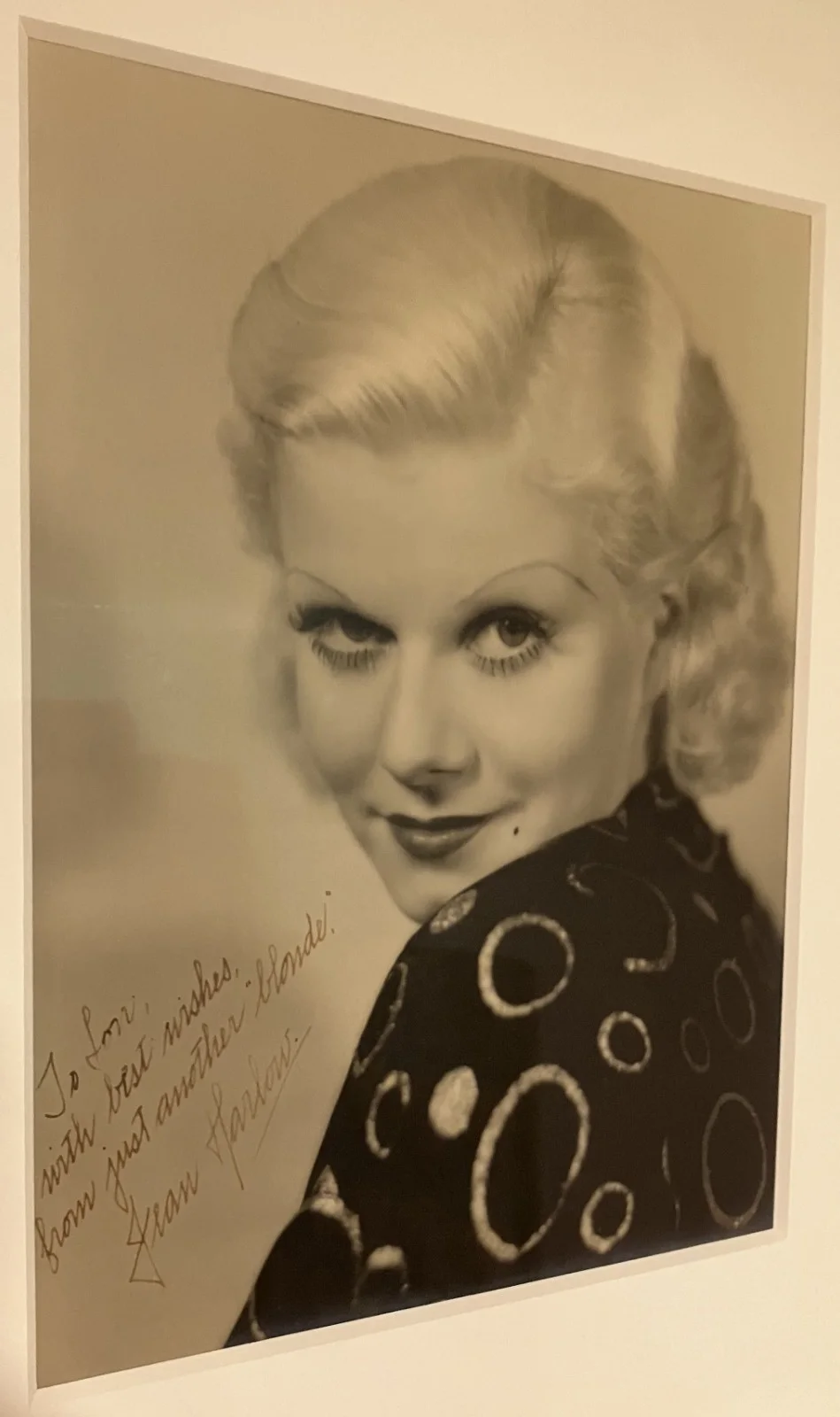 Jean Harlow — Jean Harlow Vintage Photo “Mama Jean” Signed Inscribed, Museum Framed, image 2