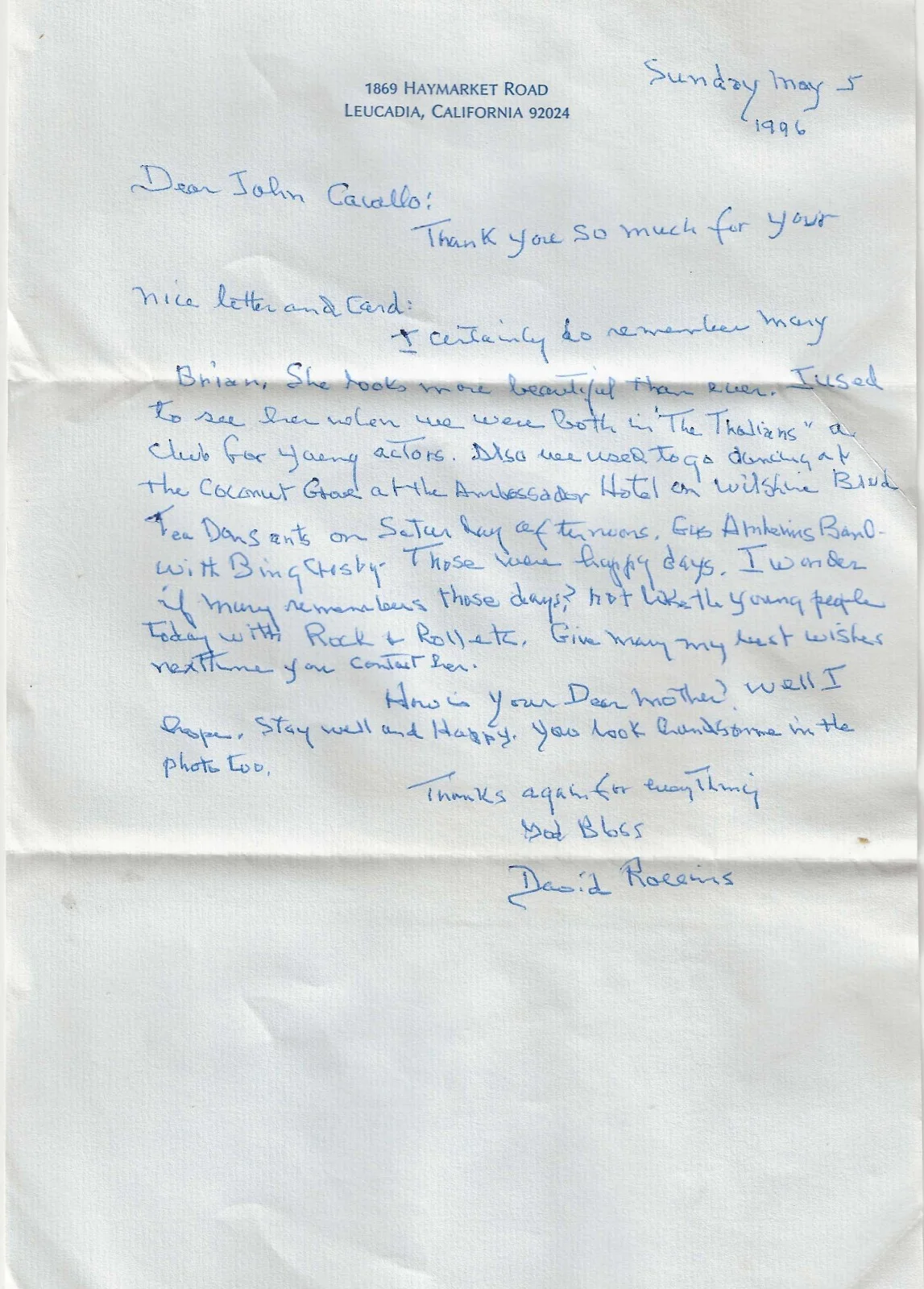 David Rollins Signed Note, Nude Model For Silent Film Dir F. W. Murnau Gay Int, image 2