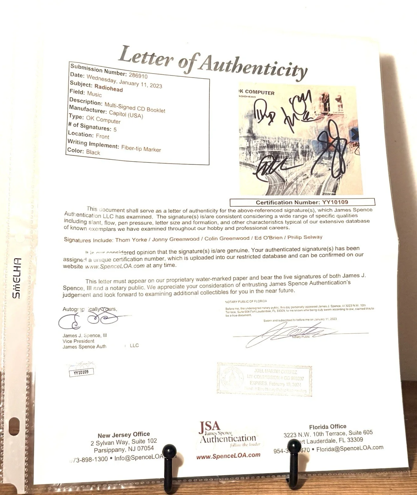 RADIOHEAD SIGNED Ok Computer CD JSA LETTER OF AUTHENTICITY, image 2
