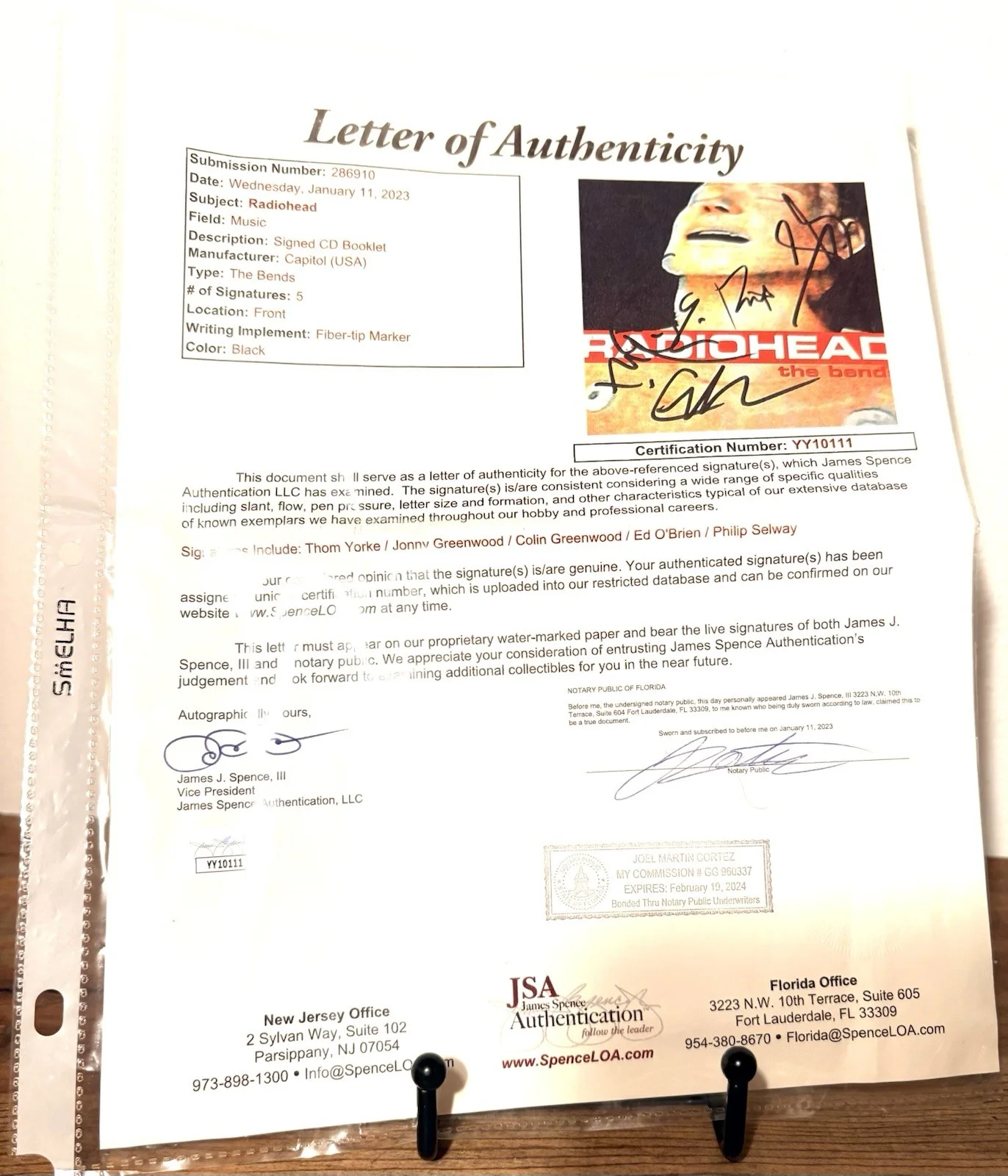 RADIOHEAD SIGNED CD JSA LETTER OF AUTHENTICITY The Bends, image 3