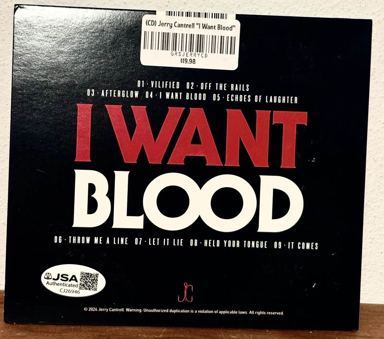 JERRY CANTRELL SIGNED CD JSA COA I WANT BLOOD ALICE IN CHAINS, image 3