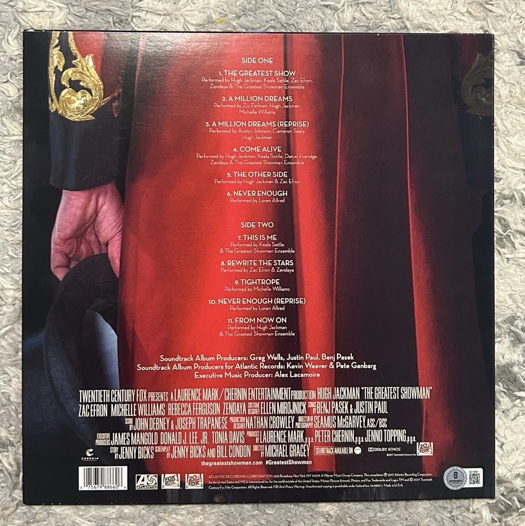 Zendaya Coleman Hugh Jackman Signed Autographed Greatest Showman Vinyl Beckett, image 4
