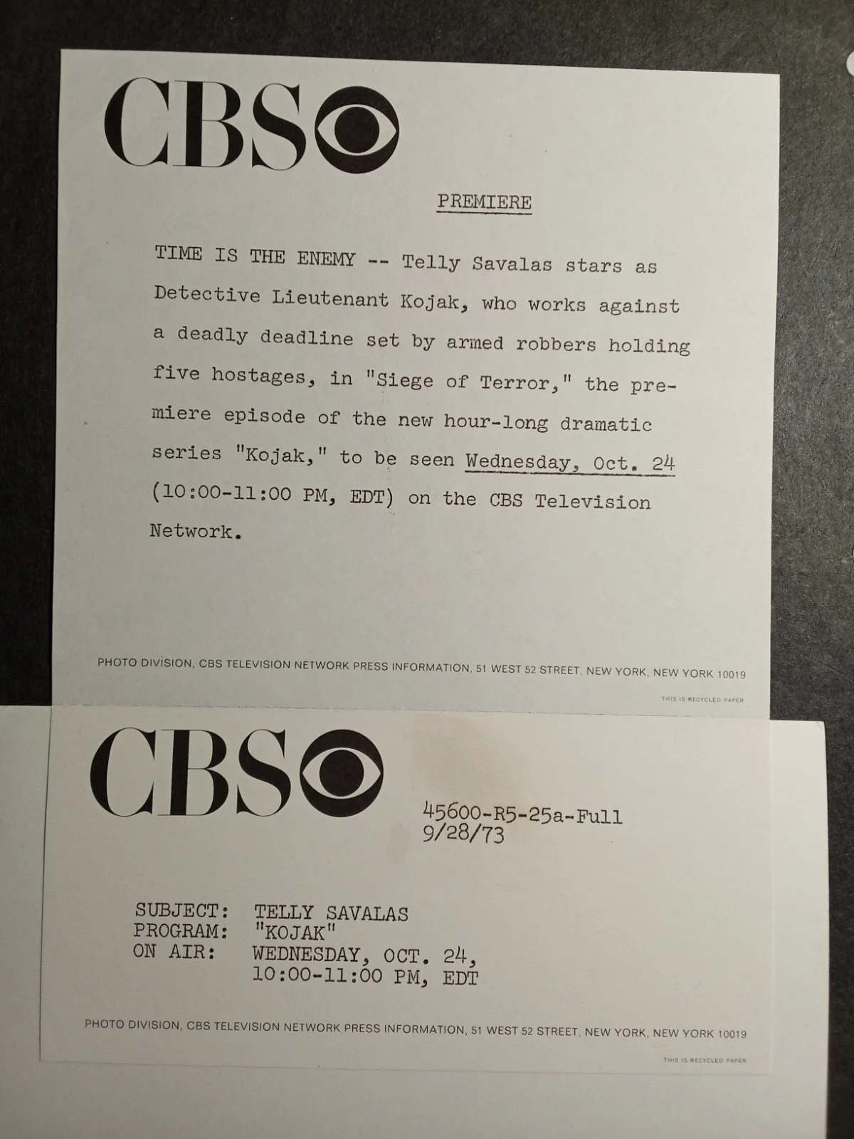 Telly Savalas — Original TELLY SAVALAS TV CBS Photo Portrait SIGNED Autograph series show Movie, изображение 2