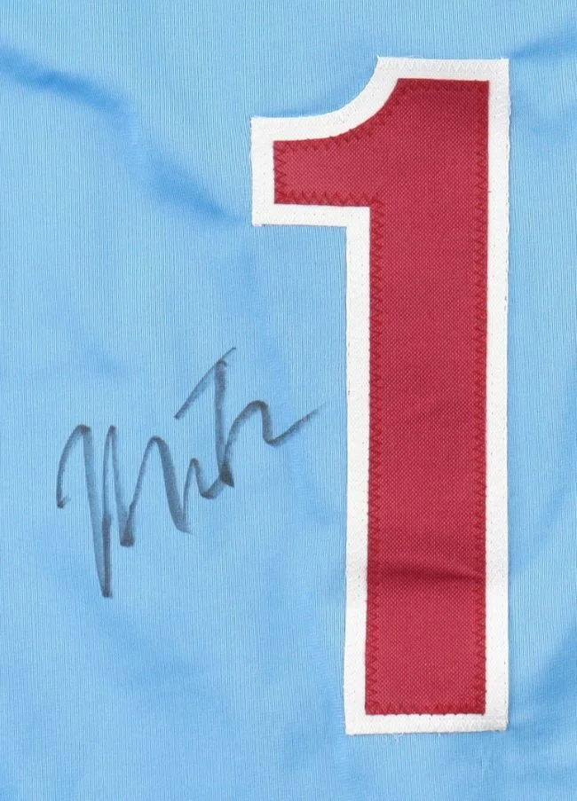 Miles Teller — Miles Teller Philadelphia Signed Light Blue Baseball Jersey BAS BT57636, image 2