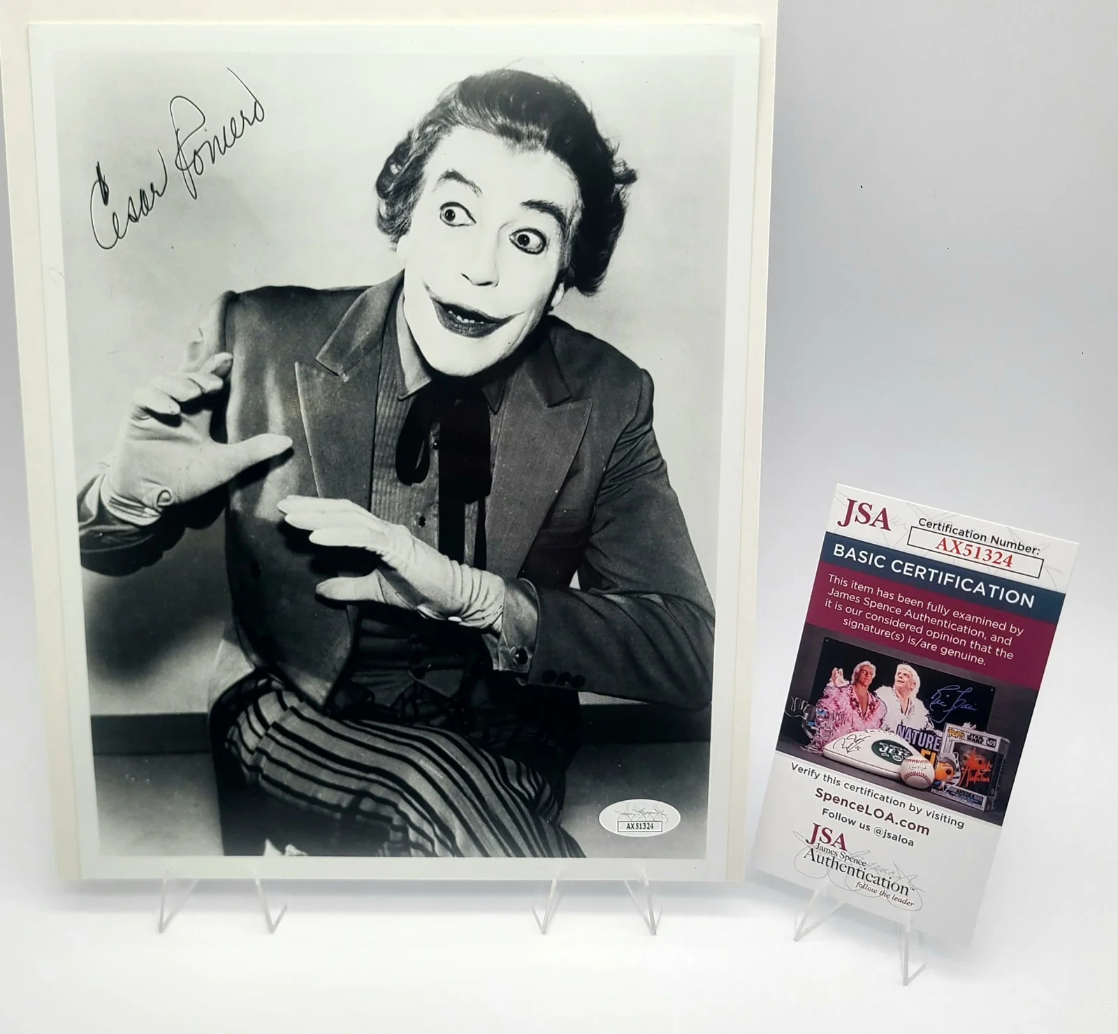 Cesar Romero — Cesar Romero Signed 8x10 Photo as Joker – Batman – JSA Authenticated Auto, image 2
