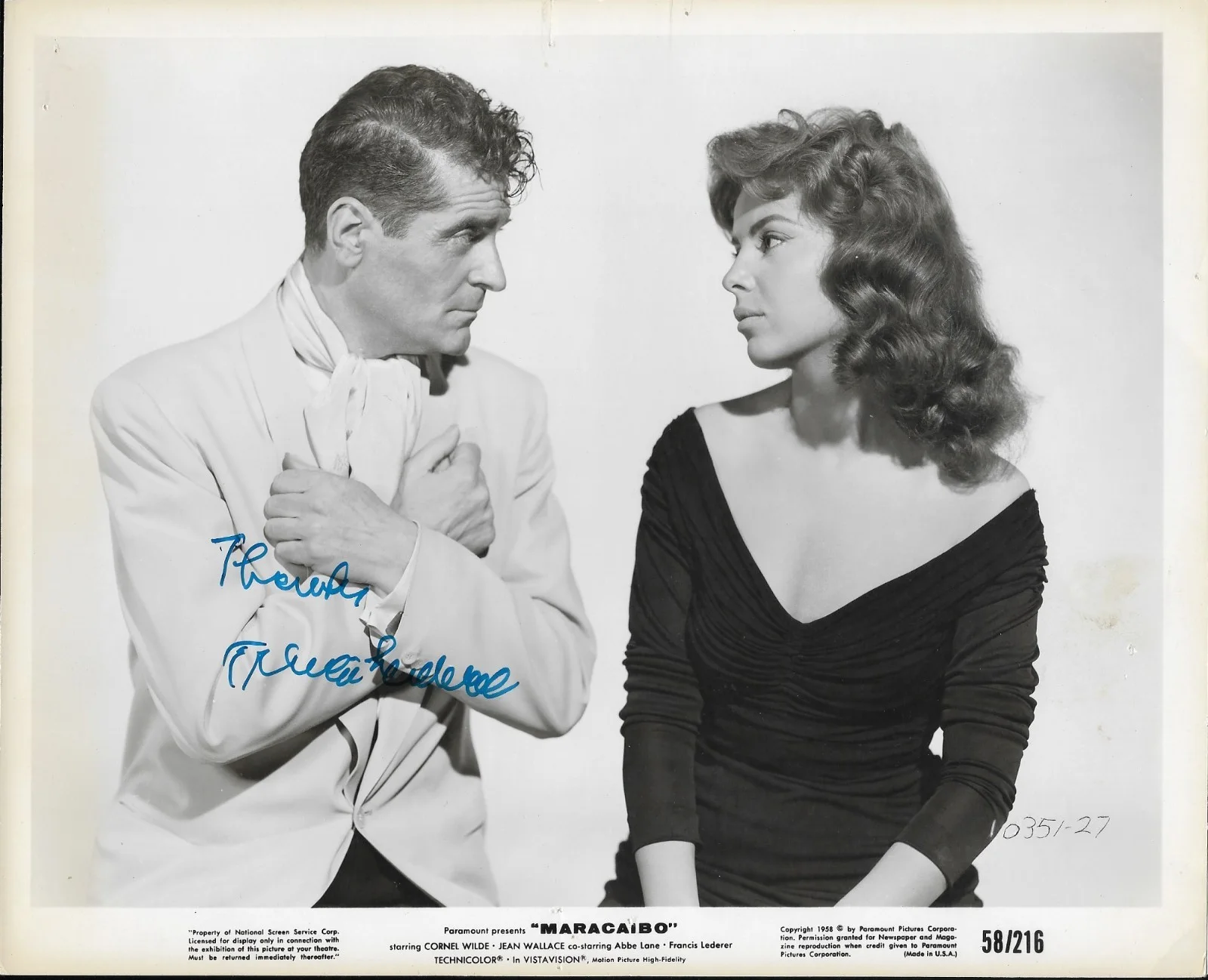 Francis Lederer — Nice FRANCIS LEDERER Signed 8 x 10 Vintage Photo Abbe Lane MARACAIBO