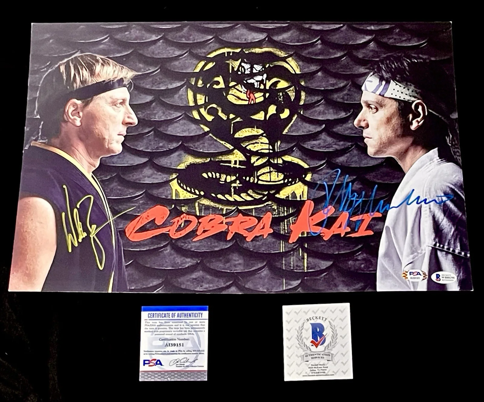 Ralph Macchio, William Zabka — Cobra Kai Ralph Macchio William Zabka Signed Photo Poster Auto *Beckett & PSA*, image 4