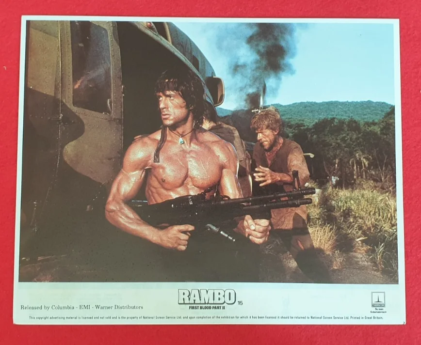 Rambo First Blood II(1985) Lobby Cards x8 Original 10x8 Film Stills Set Stallone, image 5