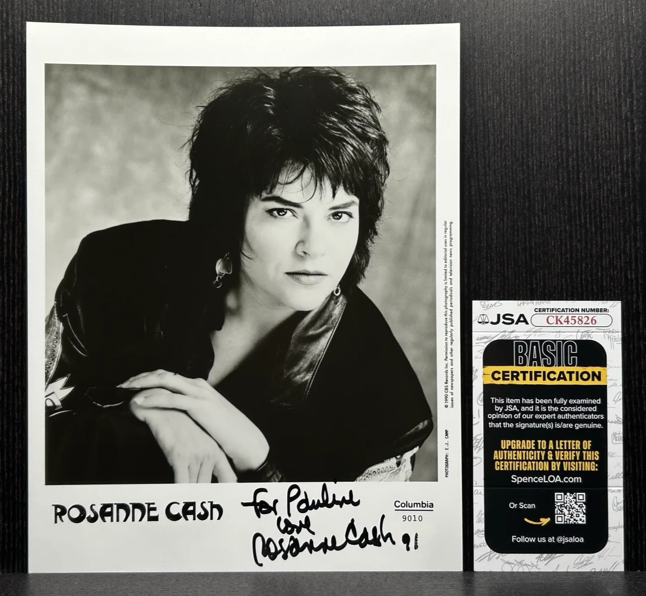 ROSANNE CASH SIGNED CBS 1990 PHOTO Original Autograph JSA COA Actress Composer, image 2