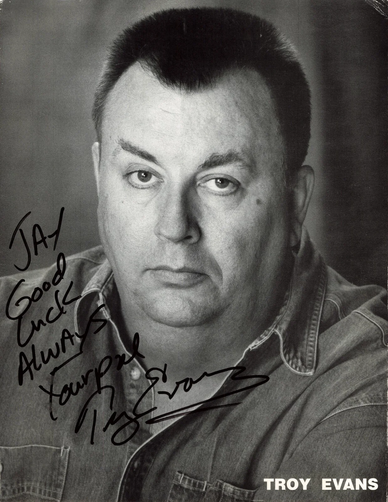 Troy Evans — Troy Evans Hand Signed Photo 8.5x11 Movie TV Actor ER & Bosch *P10c