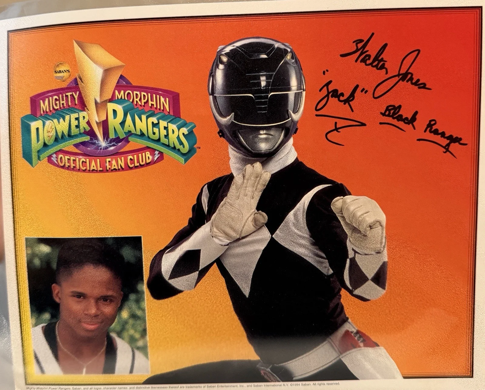 Walter Jones — Mighty Morphin Power Rangers Black Ranger Zach signed Photo Walter Jones Auto