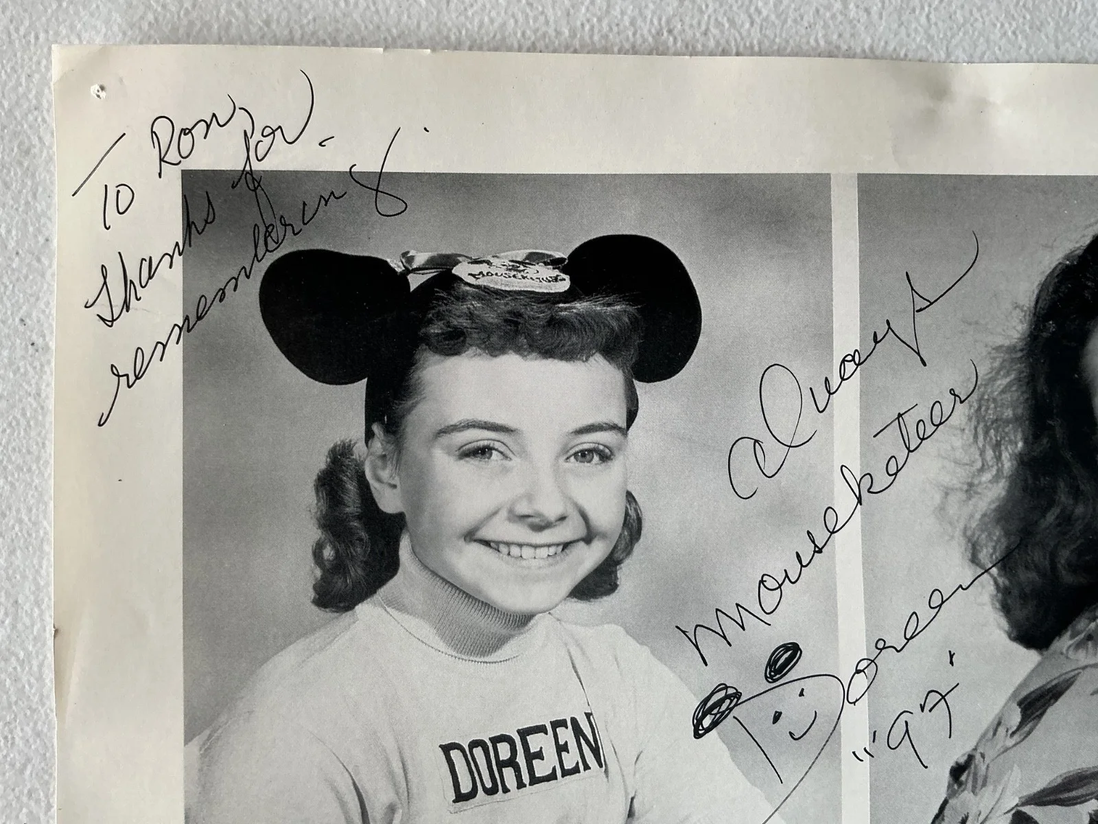 Doreen Tracy — Doreen Tracy Disneyland Mouseketeer Actress Signed 8.5x11 Promo Page Photo, изображение 3