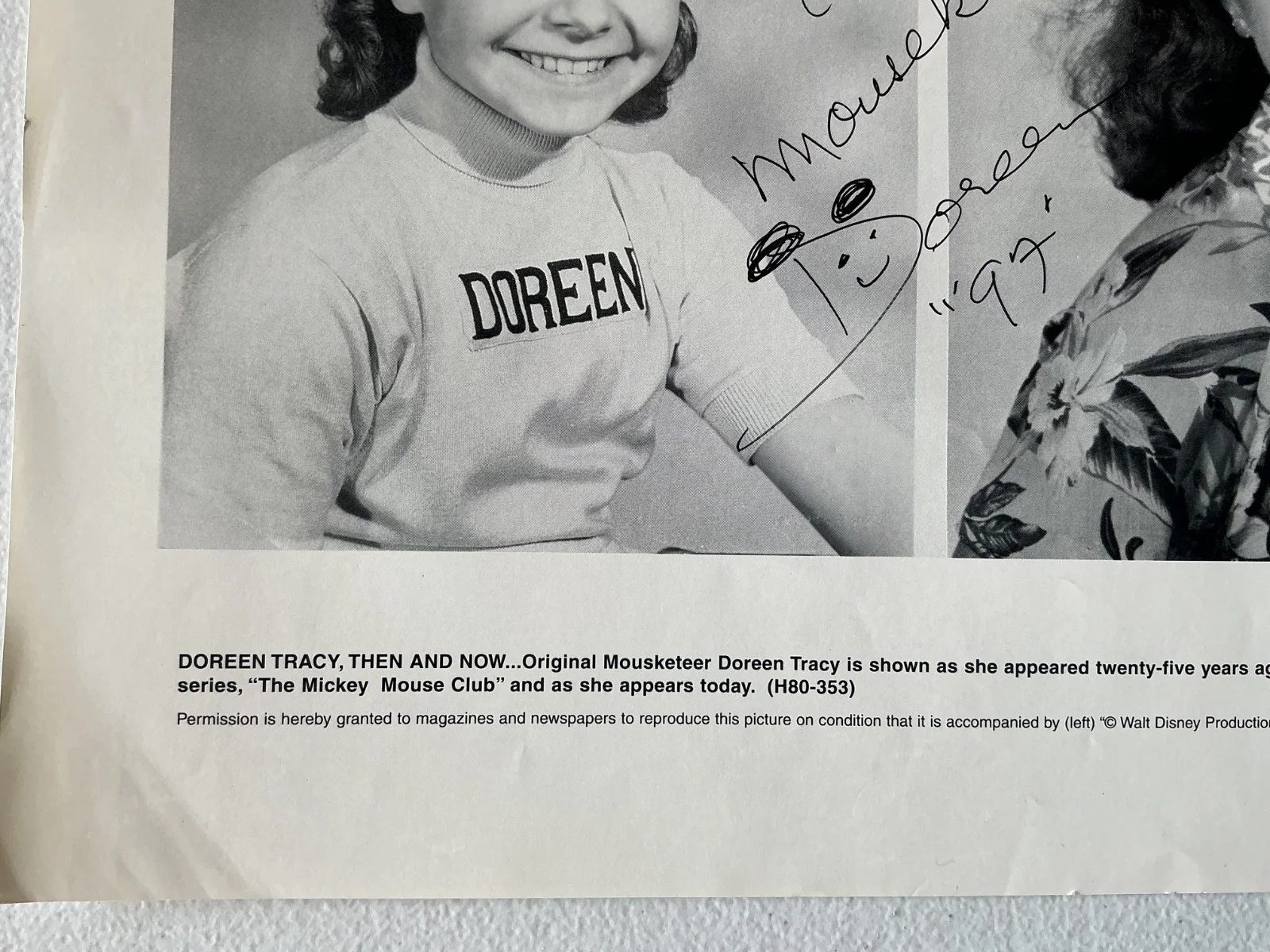 Doreen Tracy — Doreen Tracy Disneyland Mouseketeer Actress Signed 8.5x11 Promo Page Photo, изображение 4