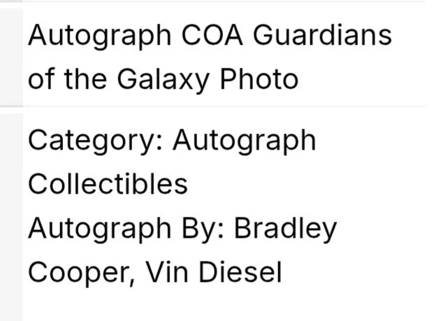 ORIGINAL VIN DIESEL & BRADLEY COOPER AUTOGRAPHS! 8X12" PHOTO W/ COA G.GALAXY 🎬, изображение 2