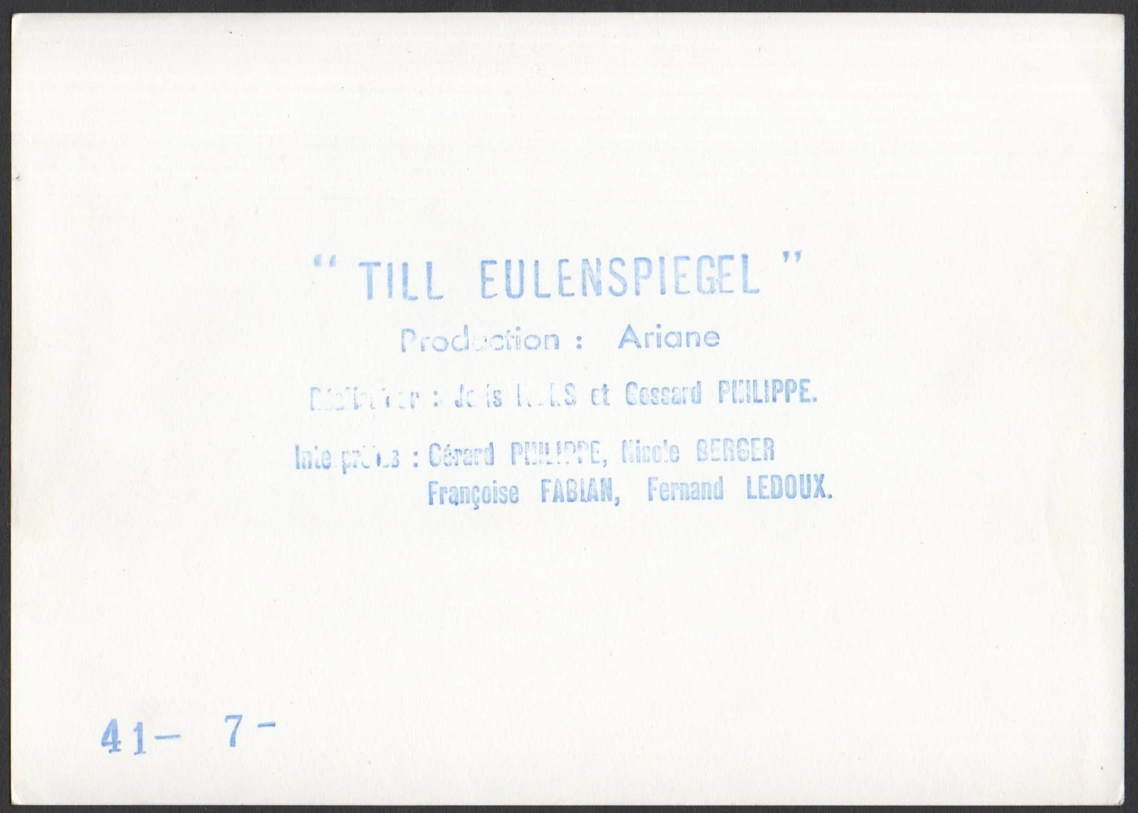 TILL EULENSPIEGEL 1956 Gérard Philipe JORIS IVENS Alain Douarinou STILL, изображение 2