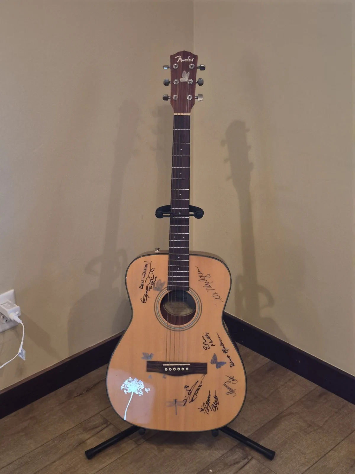 Fender Acoustic Guitar Signed by Star Trek Voyager Crew, image 2
