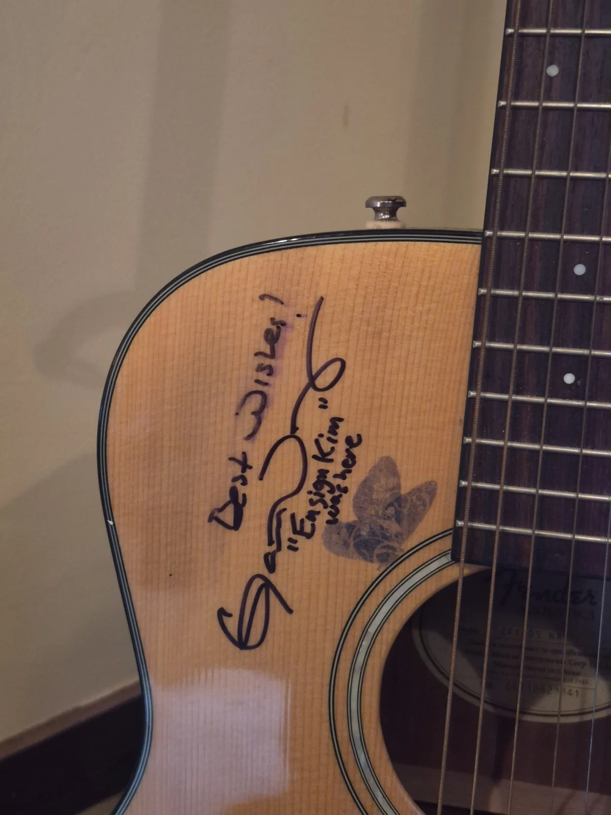 Fender Acoustic Guitar Signed by Star Trek Voyager Crew, image 3