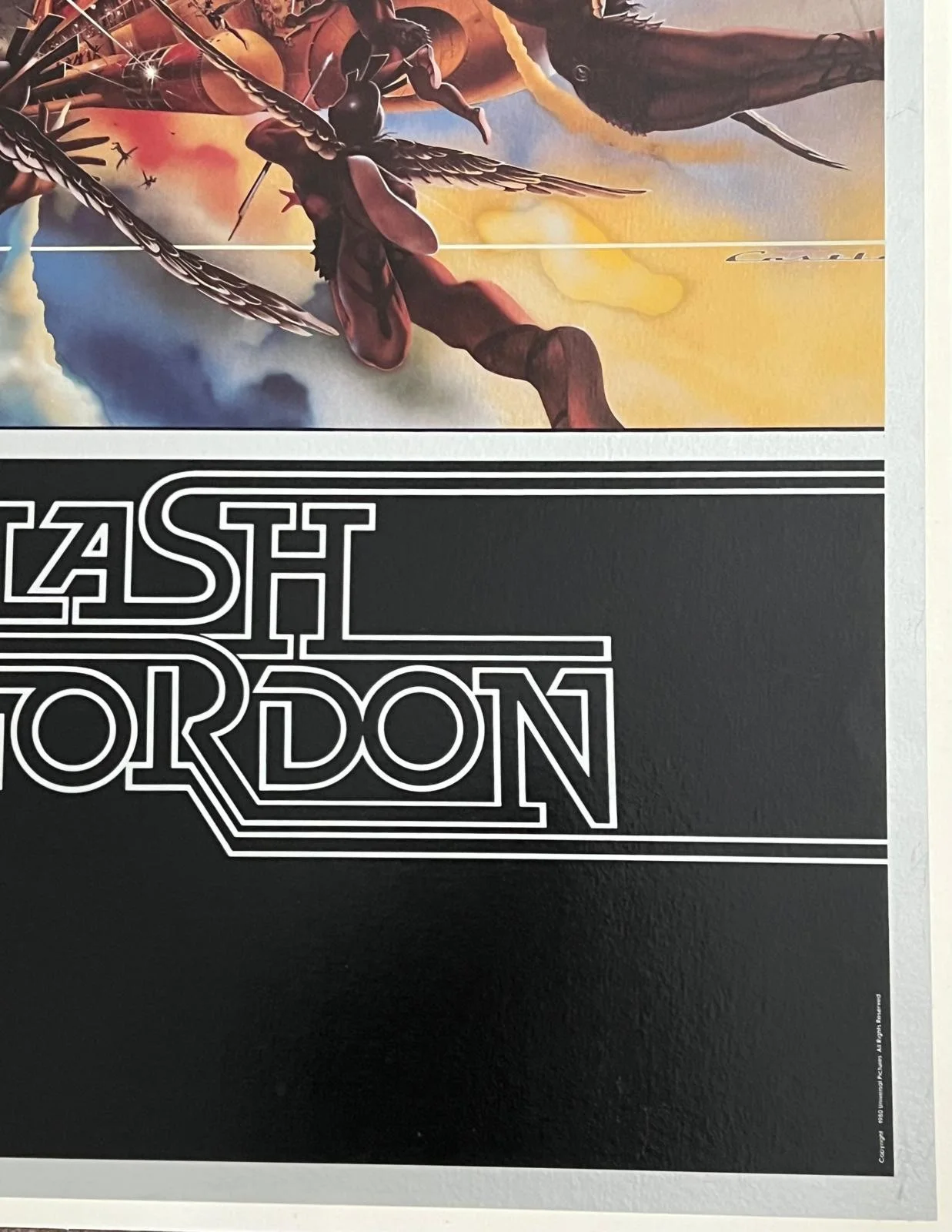 FLASH GORDON Original foil Advance poster LINEN BACKED 1980 Art by Philip Castle, image 2