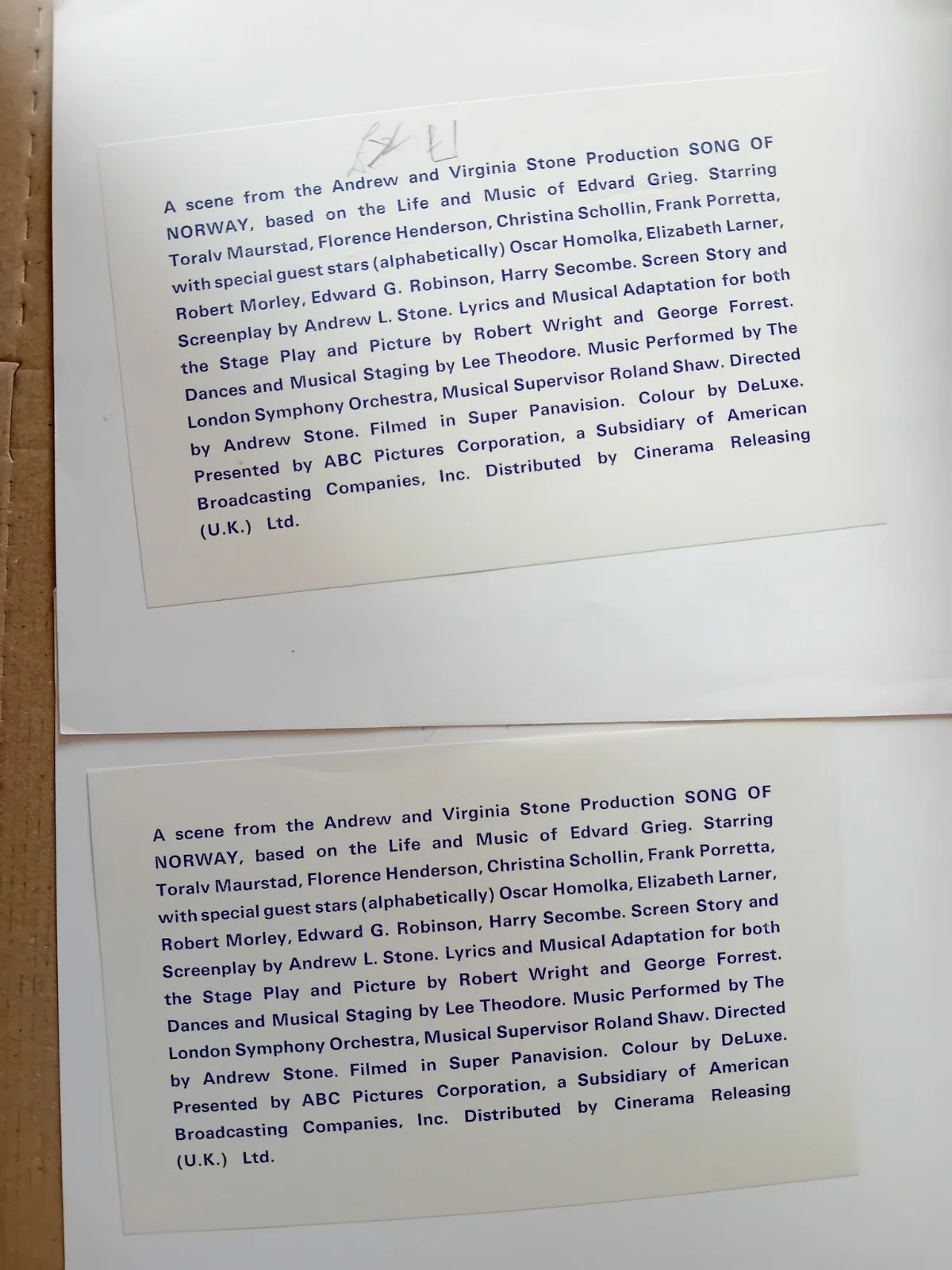 LOT OF 2 ORIGINAL PRESS PHOTOS SONG OF NORWAY, изображение 2