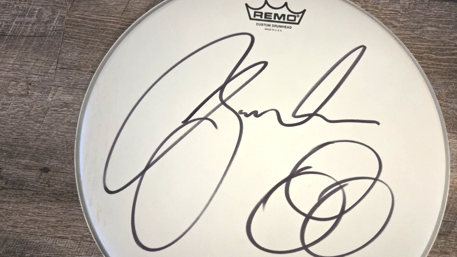 Authentic Jason Bonham Autographed 14" Remo Drum Head Led Zeppelin Sammy Hagar, image 3