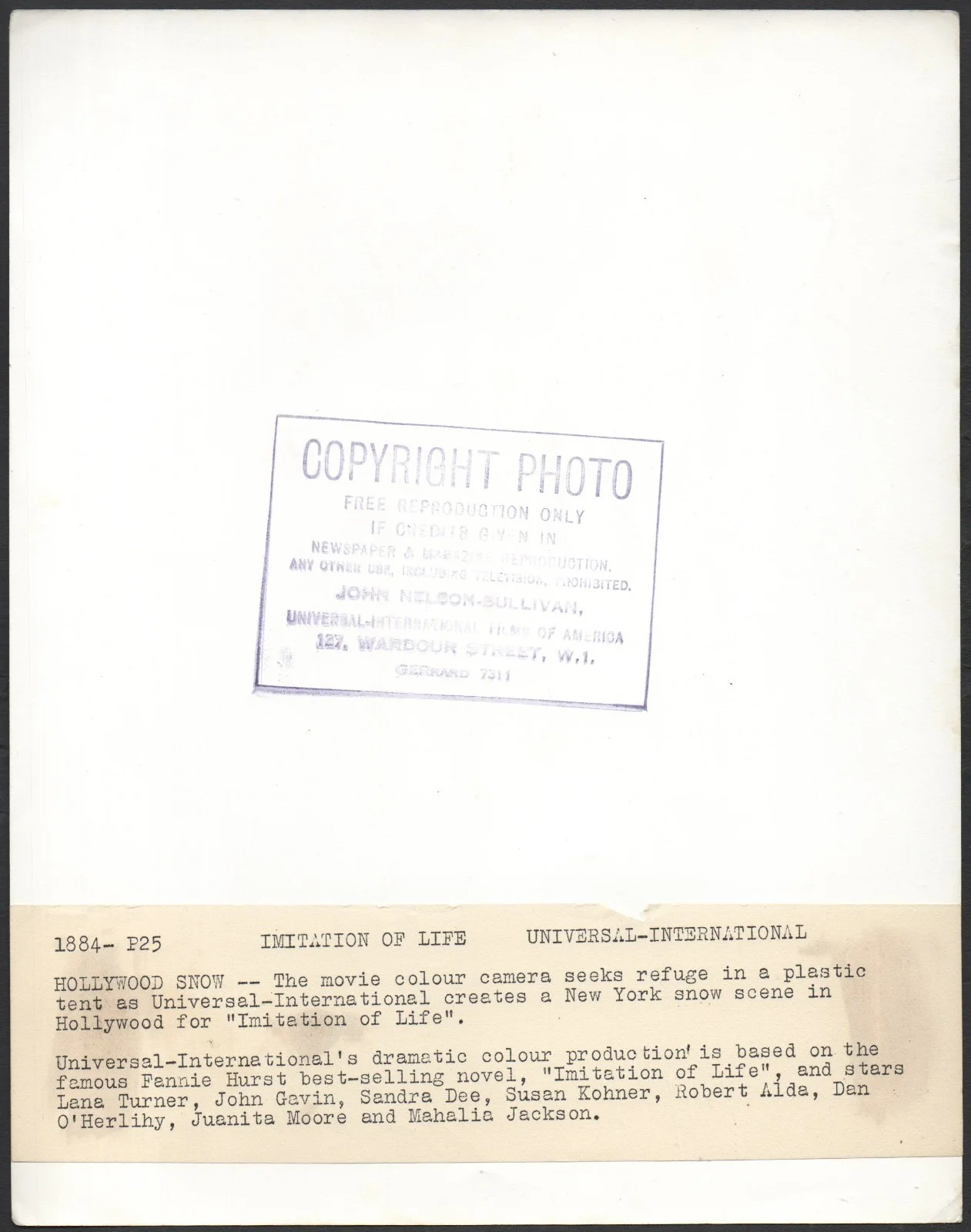 IMITATION OF LIFE 1959 Douglas Sirk snow making cannon STILL, image 2