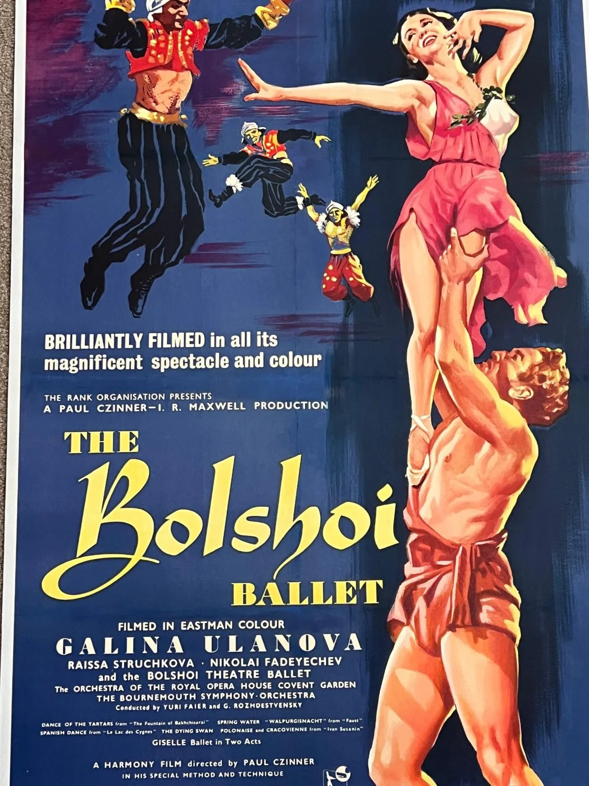 The Bolshoi Ballet Original British UK One Sheet LINEN BACKED Film Poster 1957, изображение 3