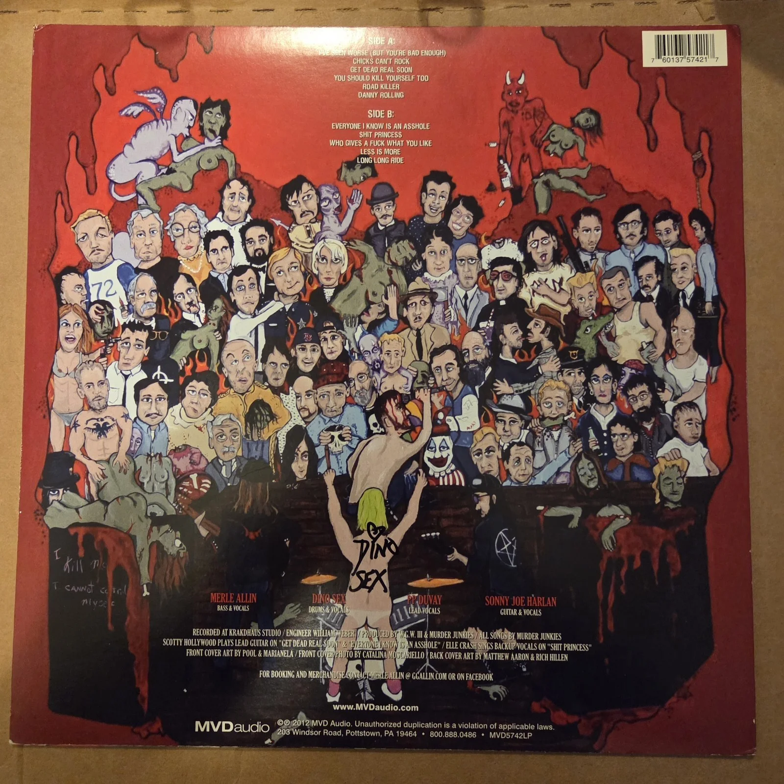 The Murder Junkies Signed By All Killing Tradition Rare LP Merle Dino PP Duane, image 2