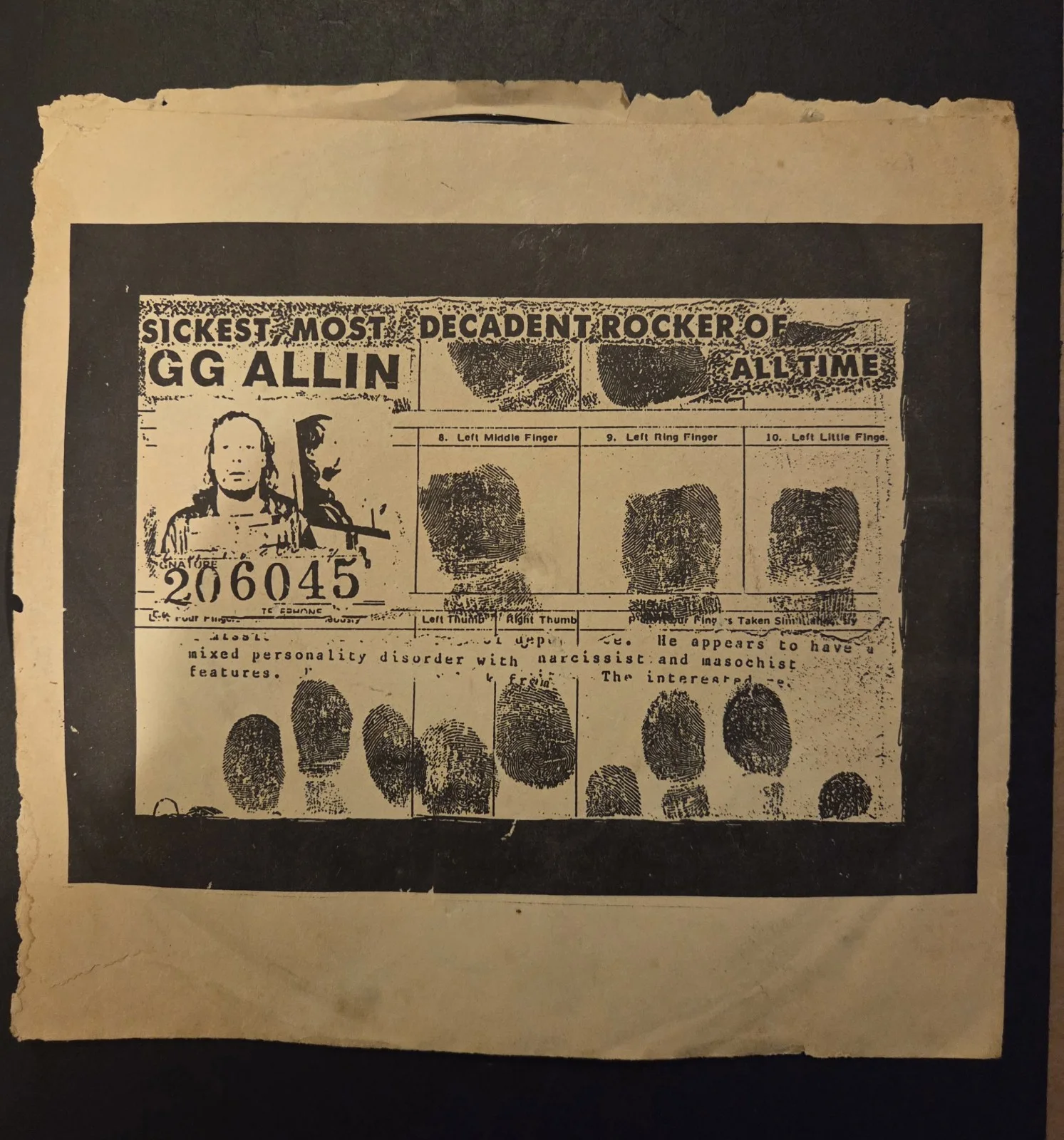 Rare SIGNED GG Allin The Troubled Troubador 7" EP OG Press (1990) Autographed, image 2