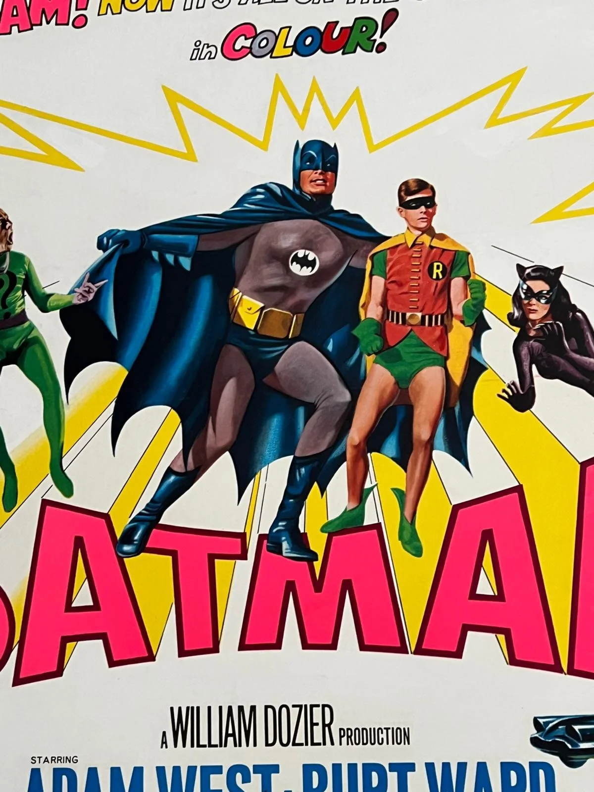 Batman / The Man Called Flintstone Double Bill UK Quad LINEN BACKED Poster 1966, изображение 5
