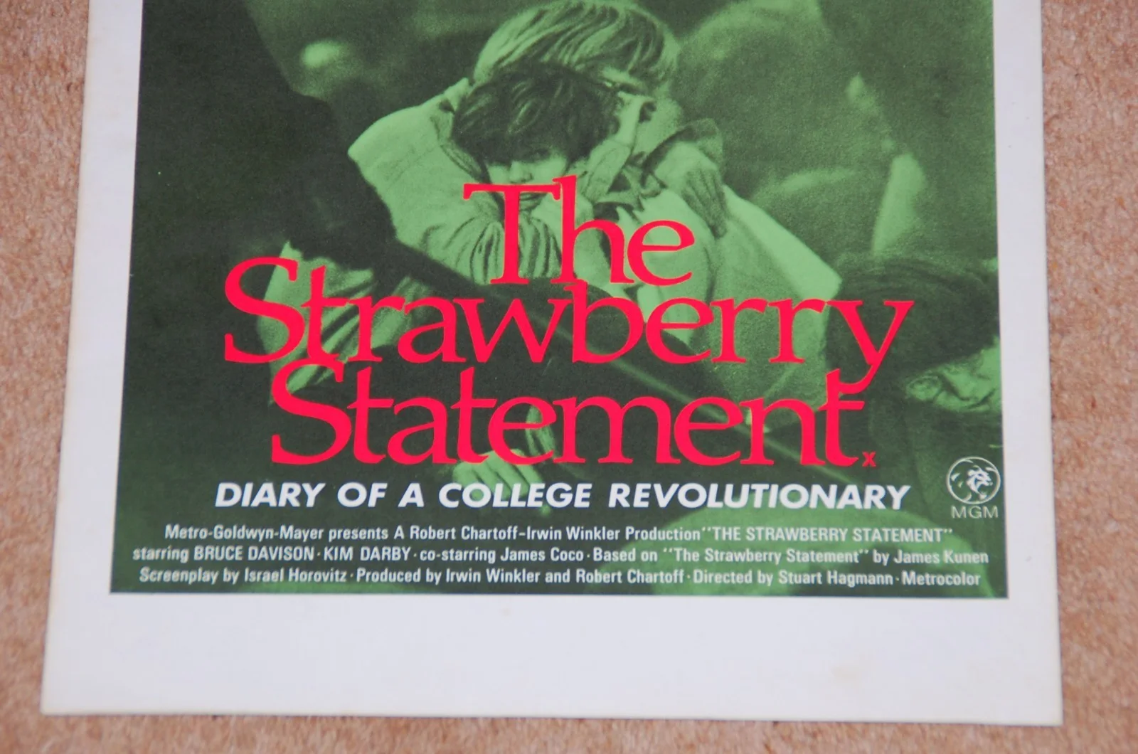 THE STRAWBERRY STATEMENT (1970) - RARE ORIG. UK BOX OFFICE HANGING CARD, image 3
