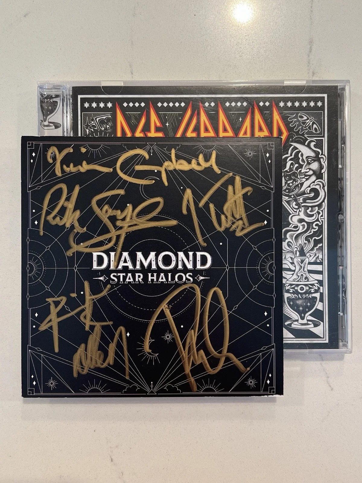 DEF LEPPARD COA SIGNED DIAMOND STAR HALOS CD W/ AUTOGRAPHED SIGNED INSERT ACOA 1, image 2