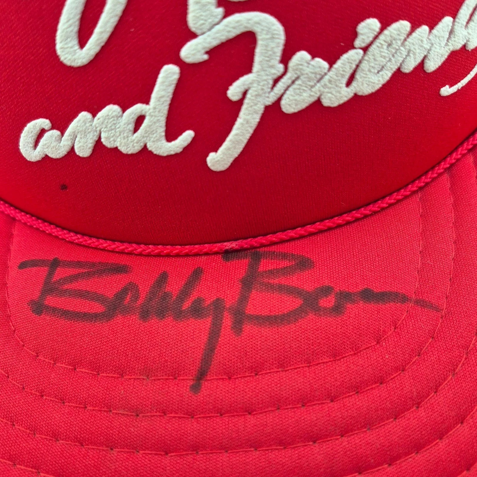 Vintage Bobby Bare and Friends Red Trucker Hat Snapback Autographed Signed, image 2