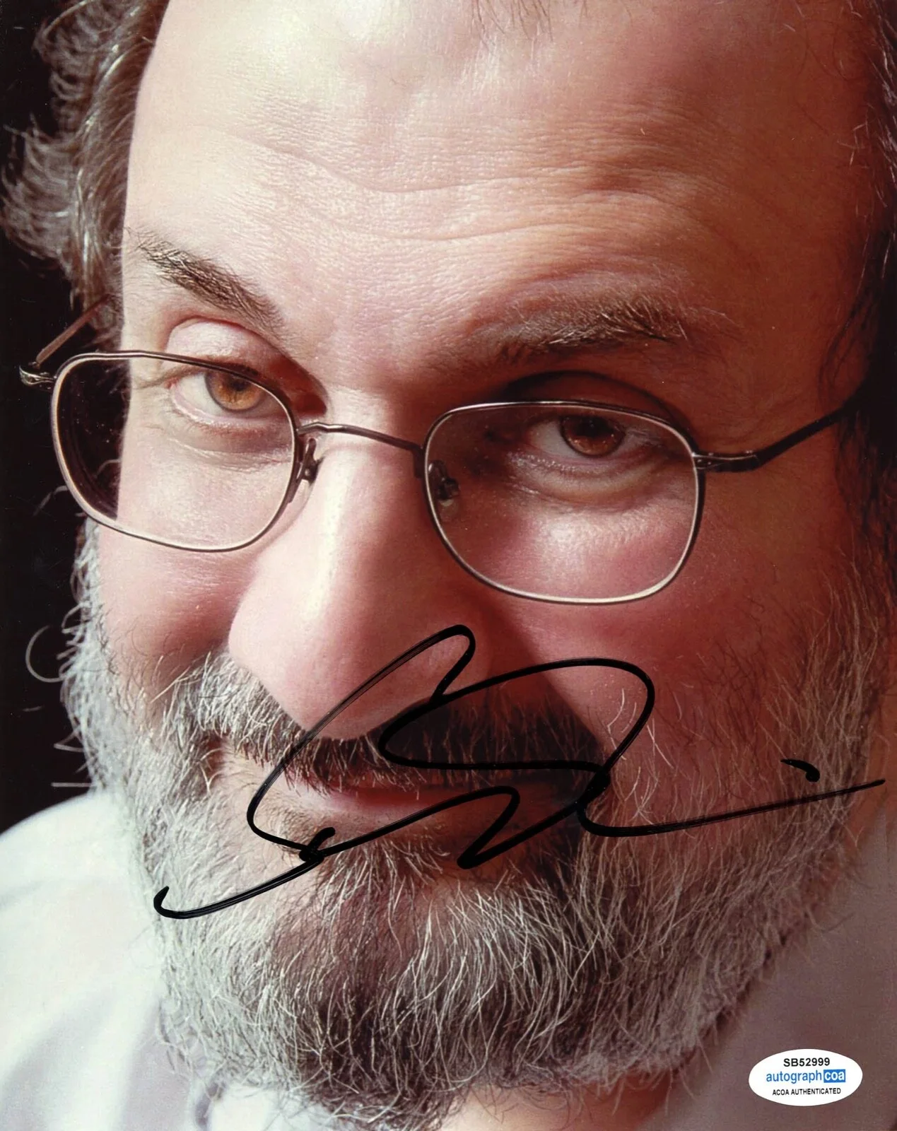 SALMAN RUSHDIE — Salman Rushdie signed Autographed 8x10 Photo EXACT PROOF Satanic Verses ACOA COA, изображение 4