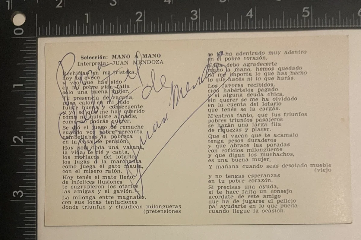 Juan Mendoza Autographed Promotional Card Mexican Singer Mariachi Rancheras A1, image 3