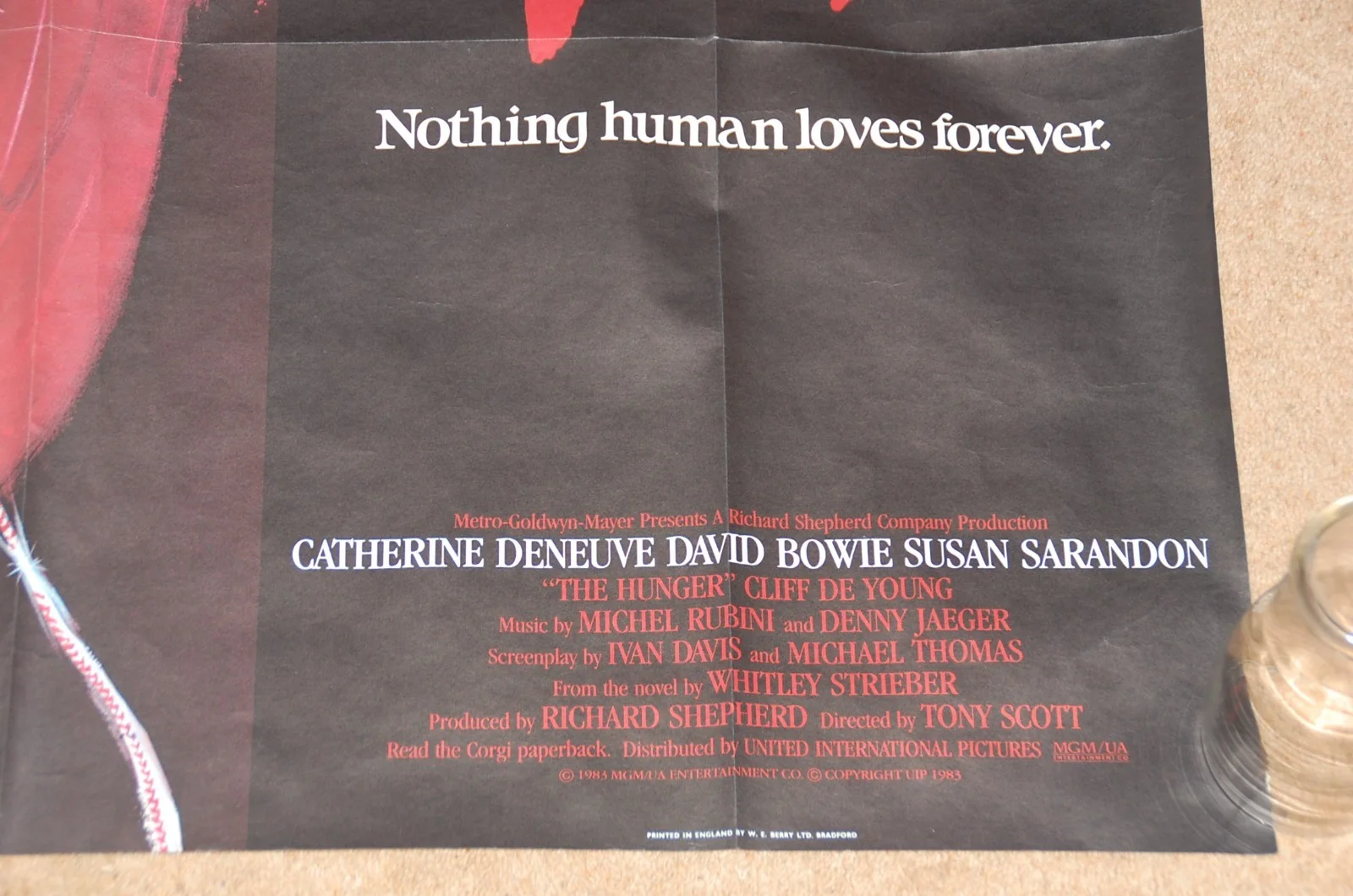 DAVID BOWIE & CATHERINE DENEUVE in THE HUNGER (1983) - RARE ORIG. UK QUAD POSTER, изображение 5