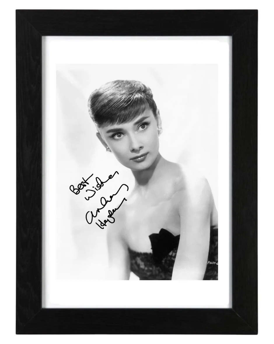 Audrey Hepburn Signed Autograph PHOTO Pre Print Film 6x4/A4/A4 Framed, image 3
