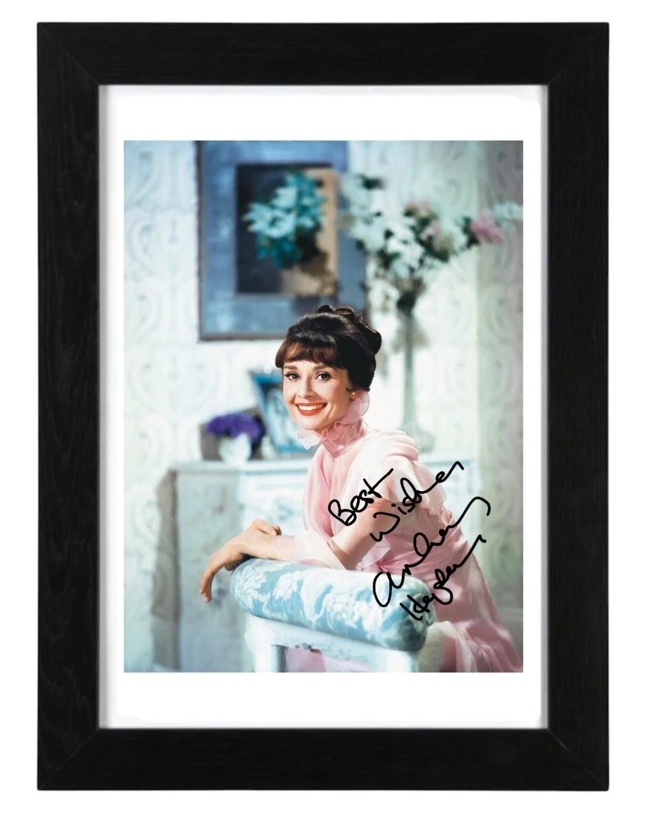 Audrey Hepburn Signed Autograph PHOTO Pre Print Film 6x4/A4/A4 Framed, image 3