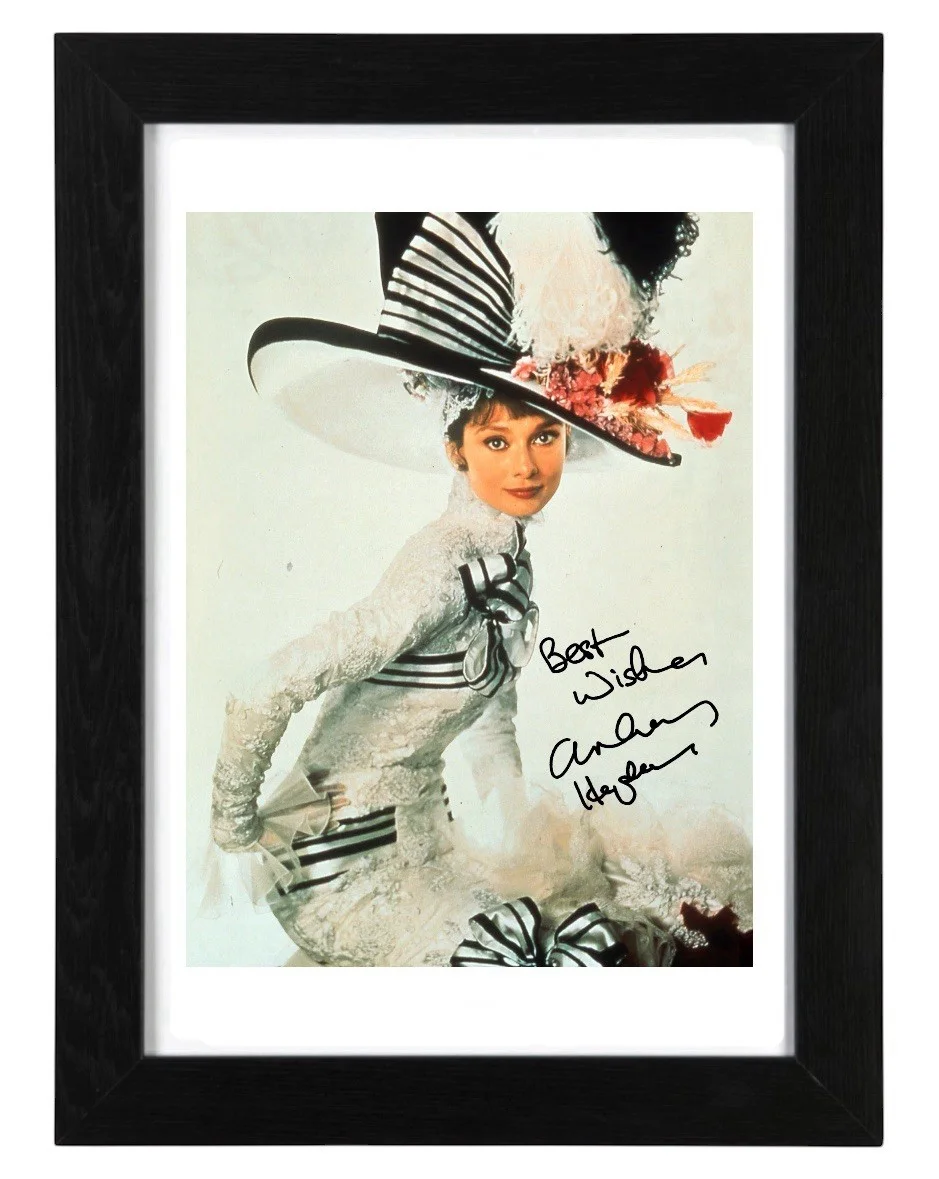 Audrey Hepburn Signed Autograph PHOTO Pre Print Film 6x4/A4/A4 Framed, image 2