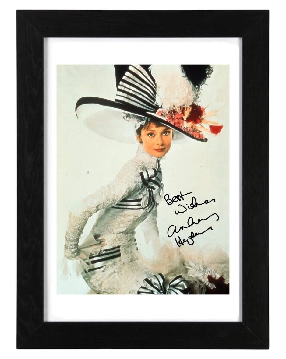 Audrey Hepburn Signed Autograph PHOTO Pre Print Film 6x4/A4/A4 Framed, image 3
