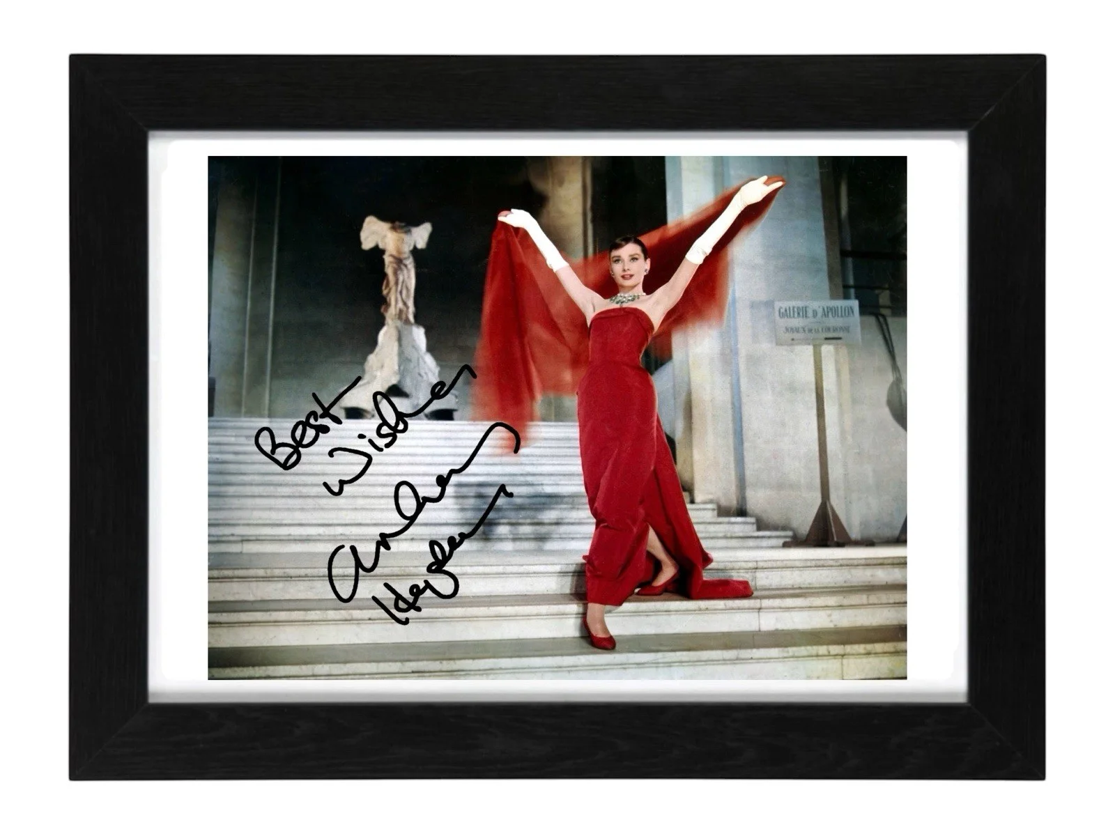 Audrey Hepburn Signed Autograph PHOTO Pre Print Film 6x4/A4/A4 Framed, image 2
