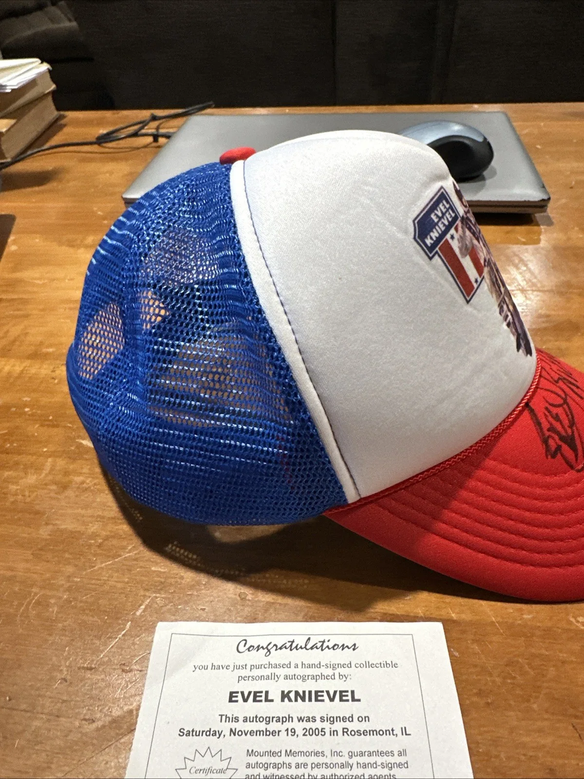 Evel Knievel signed Knievel Logo Trucker Cap, image 4