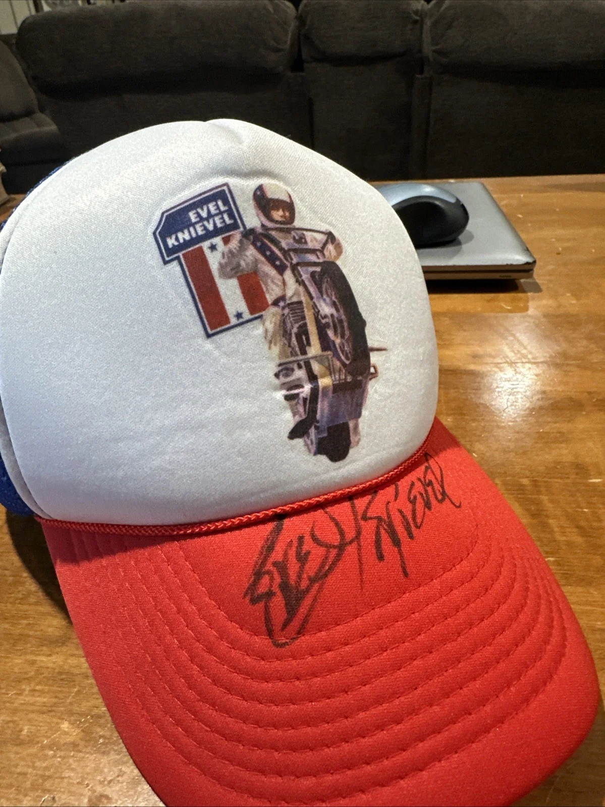 Evel Knievel signed Knievel Logo Trucker Cap, image 5