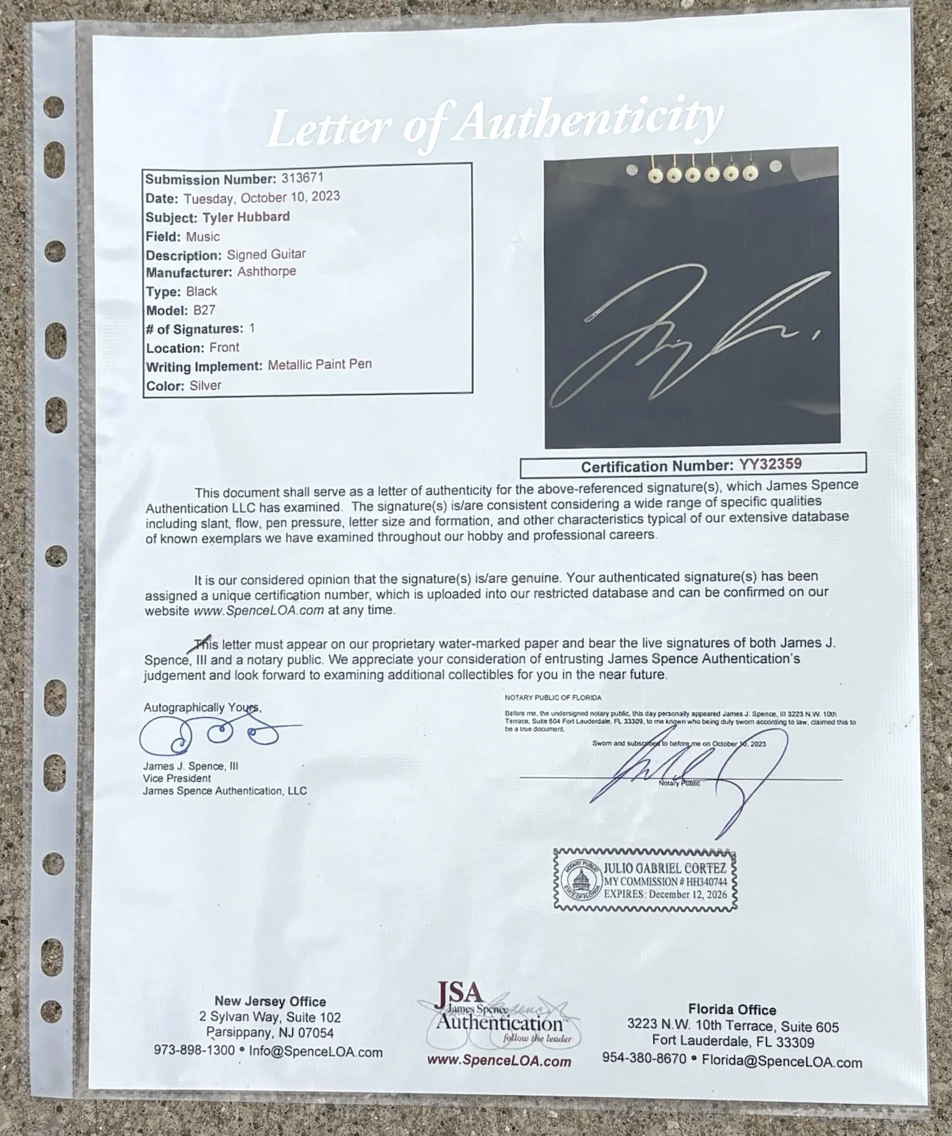 TYLER HUBBARD SIGNED Guitar JSA LETTER OF AUTHENTICITY Dancin In The Country, image 5